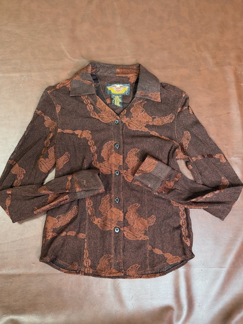 Vintage Harley Davidson Brown Button-Front Women's shirt